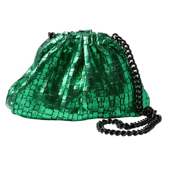 MARIA LA ROSA Mini Game Ribbon Laminated Clutch in Emerald - Picture 2 of 5